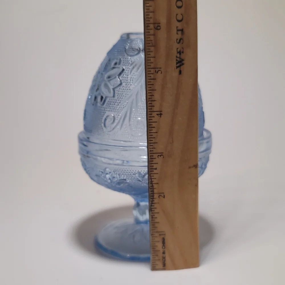 Tiara Blue Chantilly Sandwich Indiana Glass Fairy Lamp Candle Tea Light 2 Piece - Picture 6 of 7